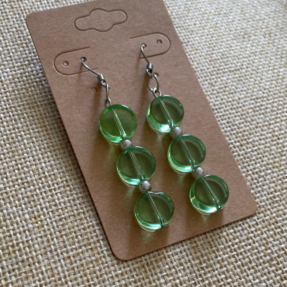 Elegant Green Beaded Earrings